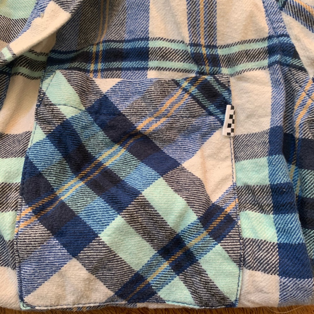 Vans plaid blue white button up long sleeve shirt - Picture 5 of 7